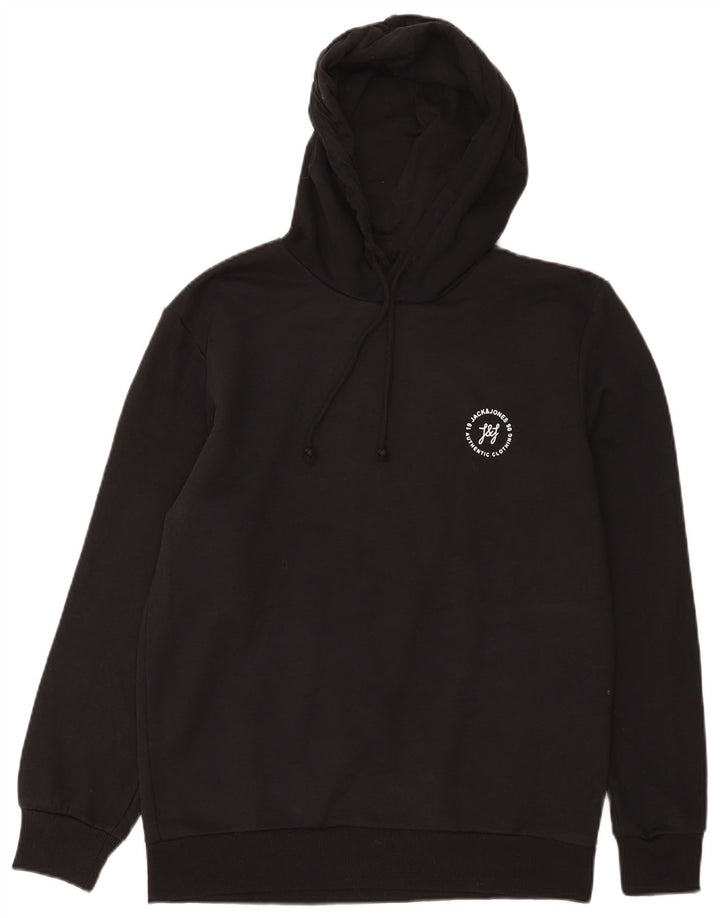 Jack & Jones Mens Hoodie Jumper Large Black Cotton