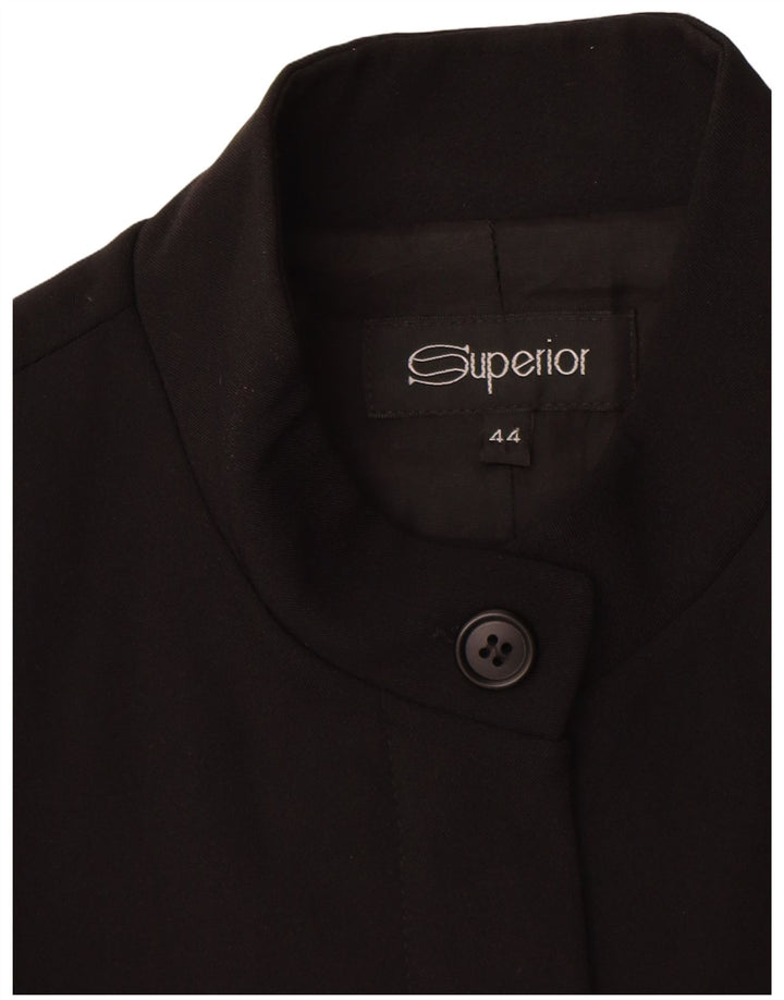 Superior Womens Full Zip Blazer Jacket IT 44 Medium Black Polyamide