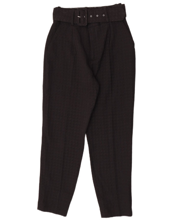 Zara Womens High Waist Casual Trousers Small W26 L27 Black Cotton