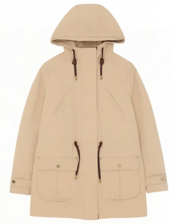 Zara Mujer Parka Con Capucha Chaqueta UK 44 Poliéster Beige Medio