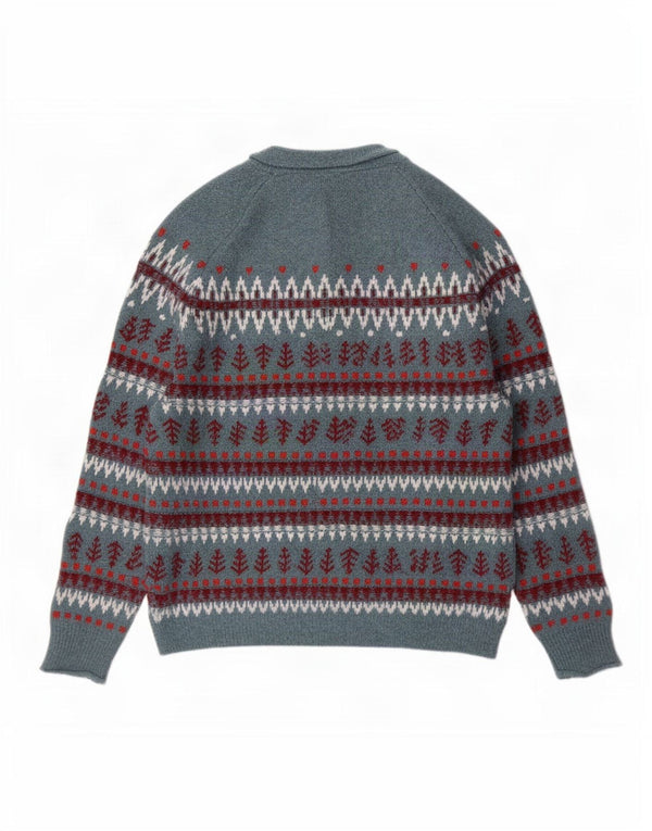 White Stuff Dame sweater med rund hals DK 14 Medium Blue Fair Isle