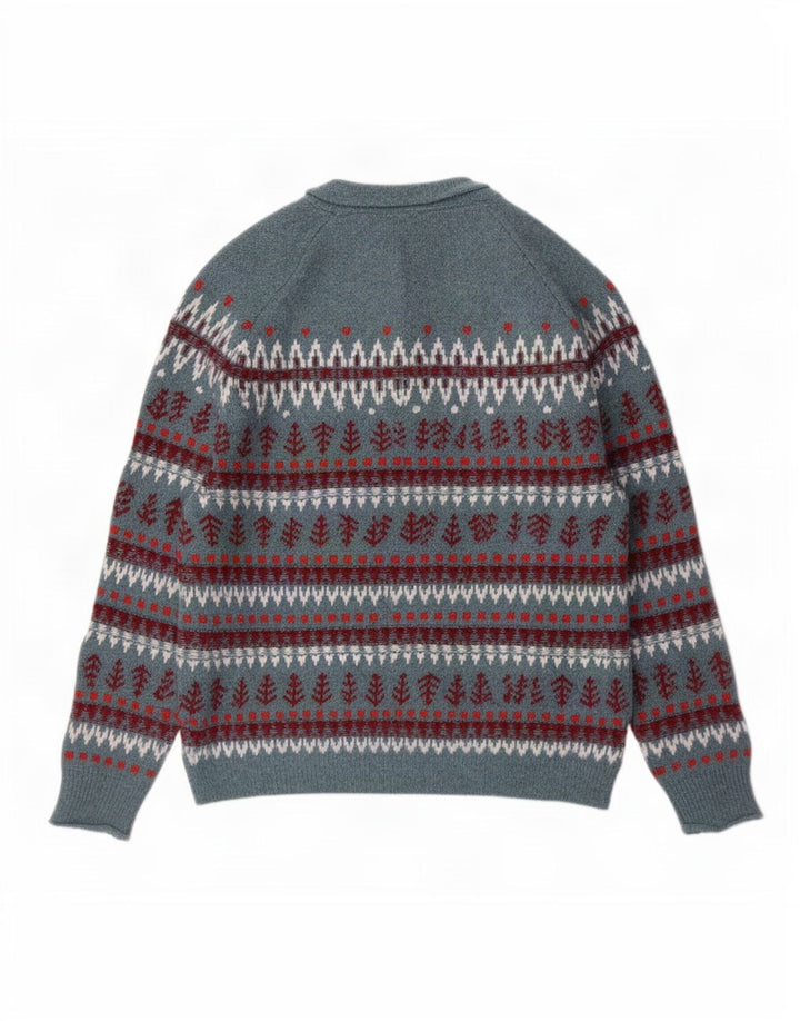 White Stuff Dame sweater med rund hals DK 14 Medium Blue Fair Isle