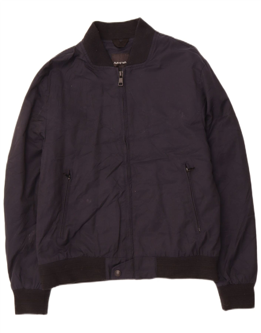 Marks & Spencer Mens Autograph Padded Jacket UK 38 Medium Navy Blue Cotton
