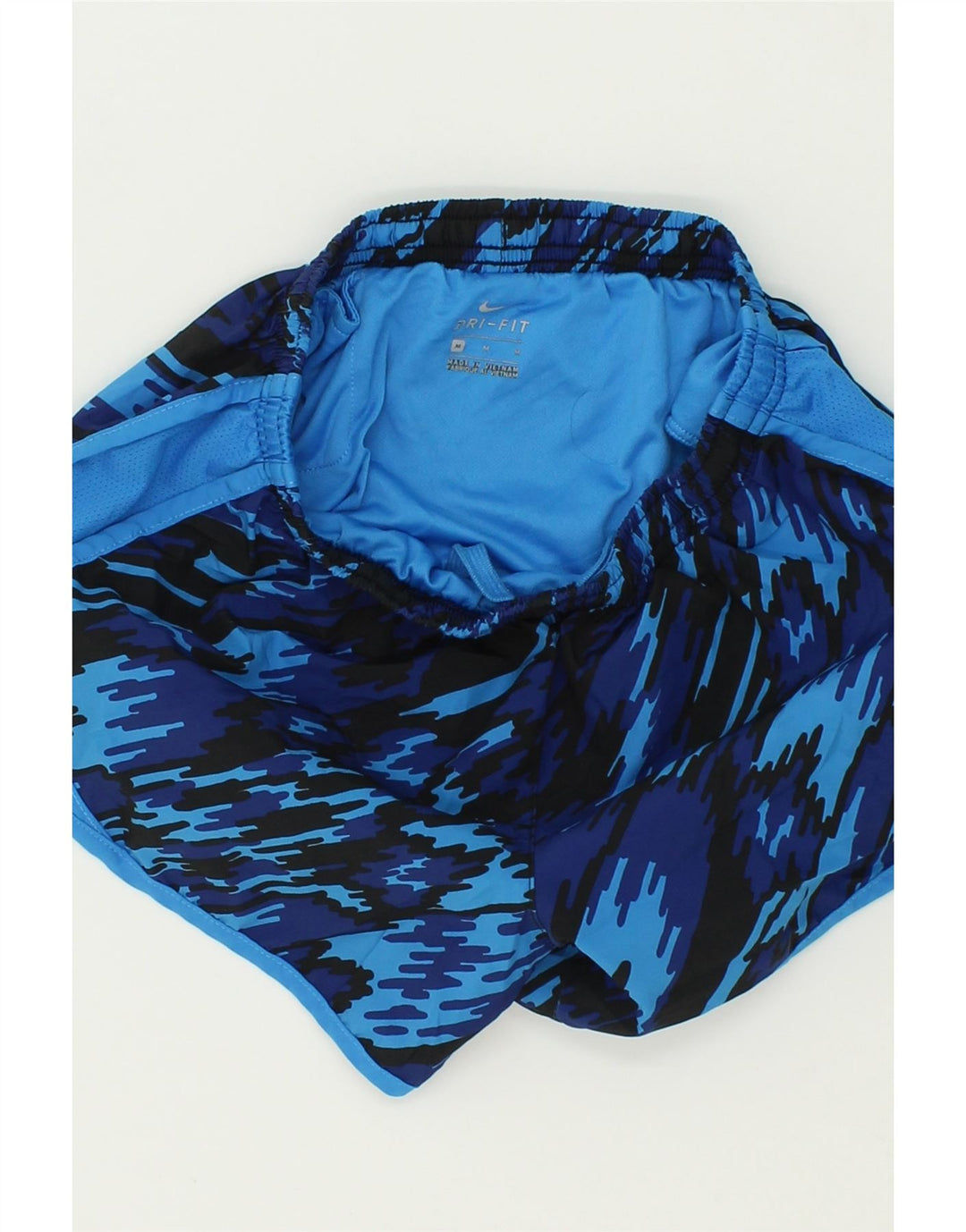 NIKE Boys Dri Fit Abstract Pattern Sport Shorts 10-11 Years Medium Blue Vintage Nike and Second-Hand Nike from Messina Hembry 