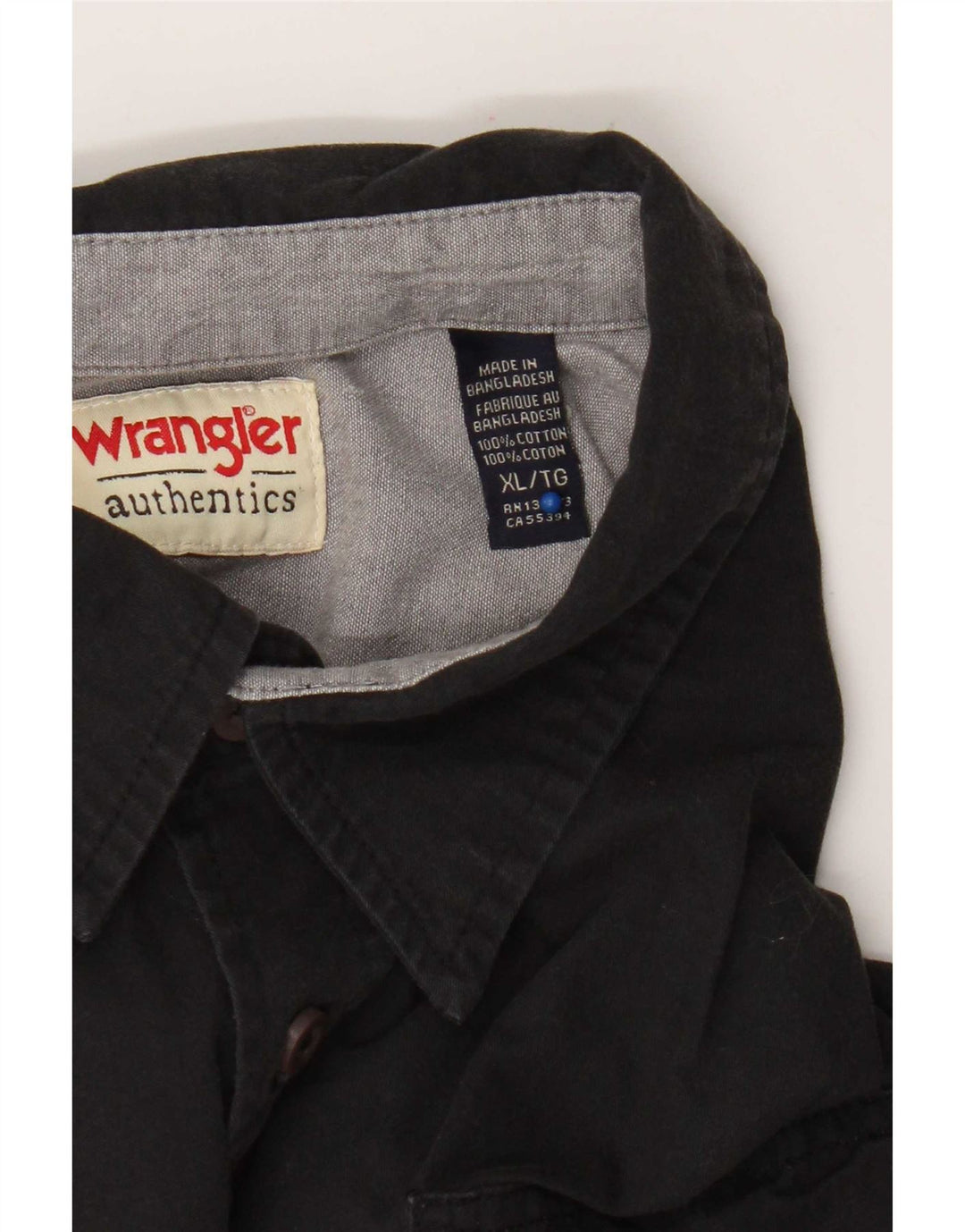 Wrangler Mens Short Sleeve Shirt XL Black Cotton