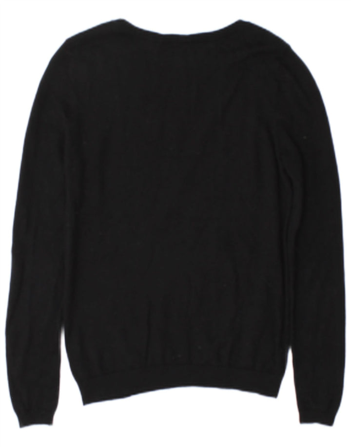 Reiss Womens Boat Neck Jumper Sweater UK 14 Medium Black Wool