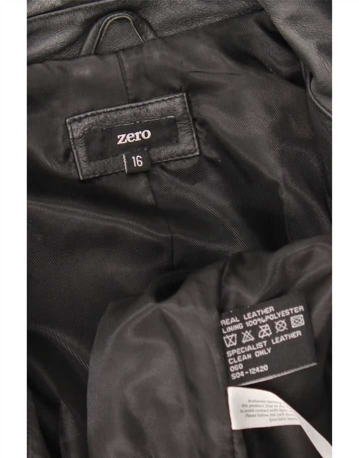 ZERO Womens Leather Jacket UK 16 Large Black Leather Vintage Zero and Second-Hand Zero from Messina Hembry 