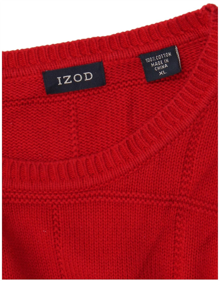 Izod Mens Crew Neck Jumper Sweater XL Red Cotton