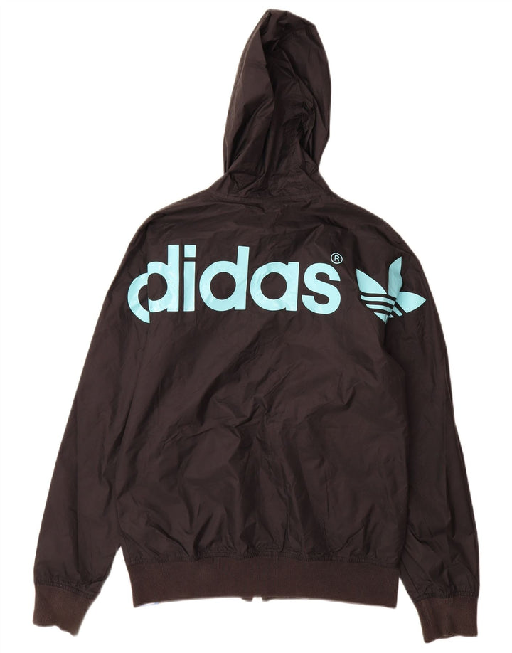 Adidas Mens Graphic Hooded Tracksuit Top Jacket XS Black Polyester