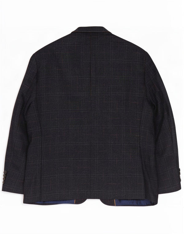 Douglas Veste blazer à 2 boutons pour homme UK 44 2XL Bleu marine à carreaux en laine