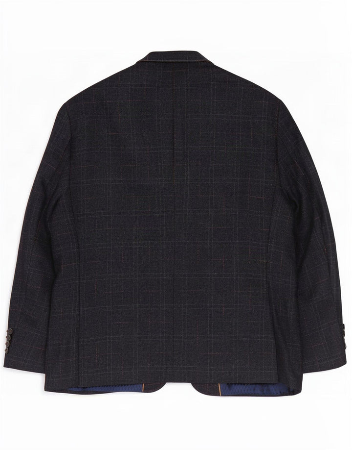 Giacca blazer da uomo a 2 bottoni Douglas UK 44 2XL lana a quadri blu navy