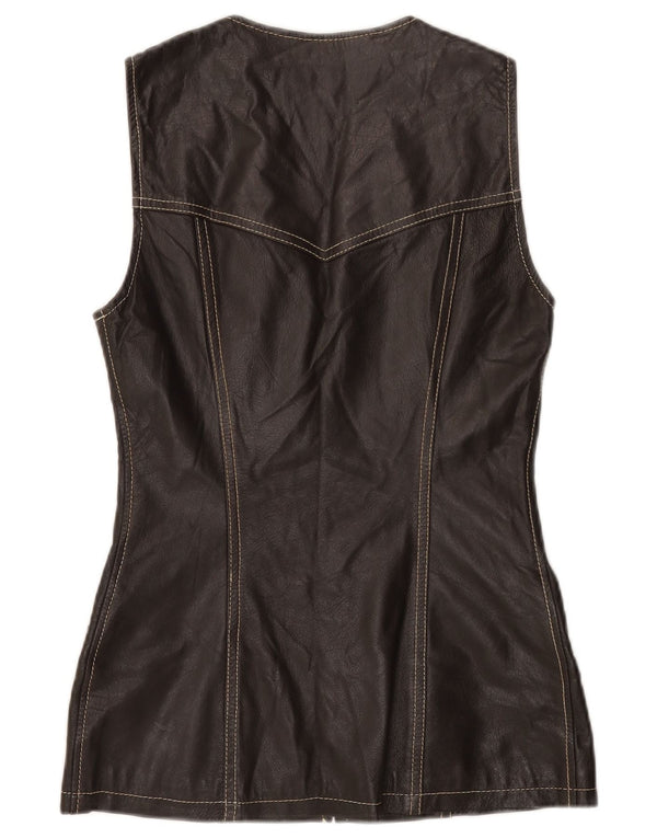 Phard Womens Læder Gilet UK 12 Medium Brown Læder