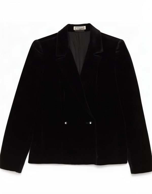 Luisa Spagnoli Chaqueta Blazer de Terciopelo para Mujer IT 42 Mediano Negro