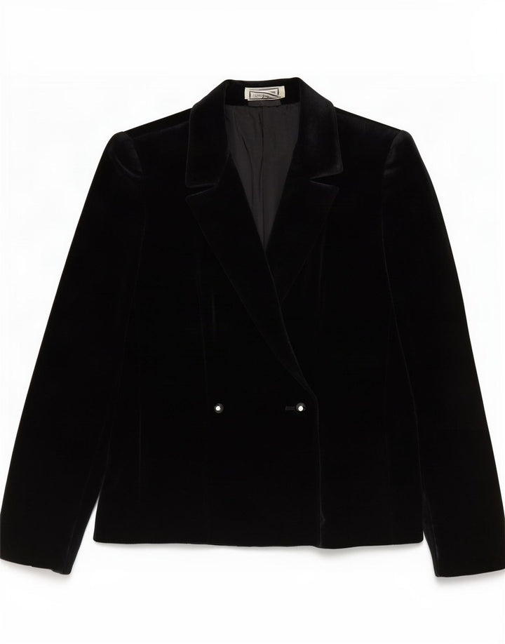 Luisa Spagnoli Damen Samt-Blazerjacke IT 42 Mittelschwarz