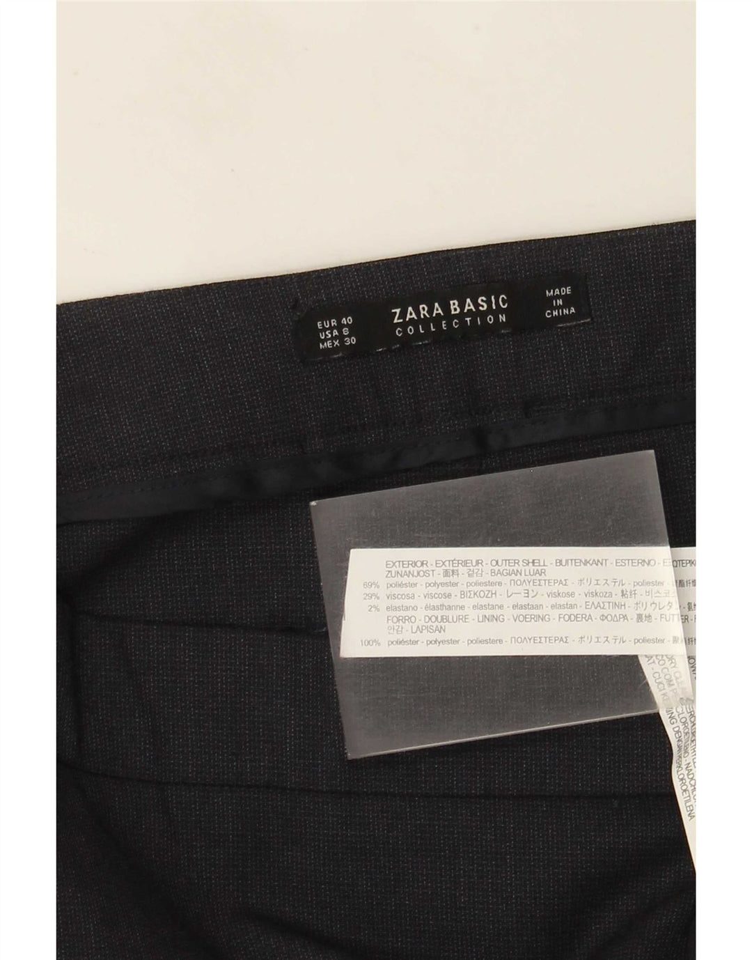Zara Dame Slim Chino Bukser EU 40 Medium W30 L27 Marineblå Polyester