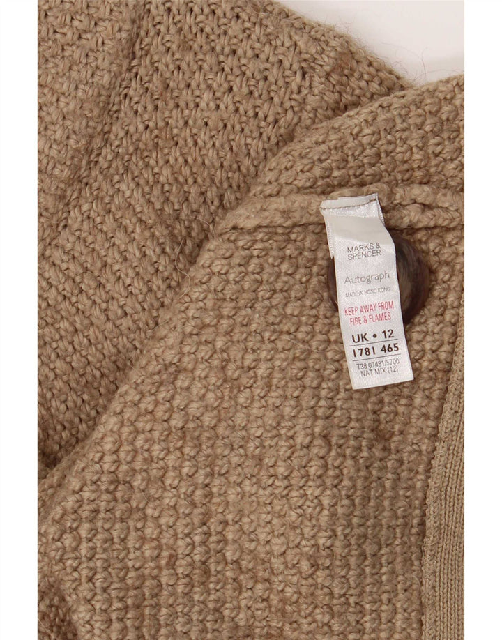 Marks & Spencer Womens 3/4 Sleeve Cardigan Sweater UK 12 Medium Beige