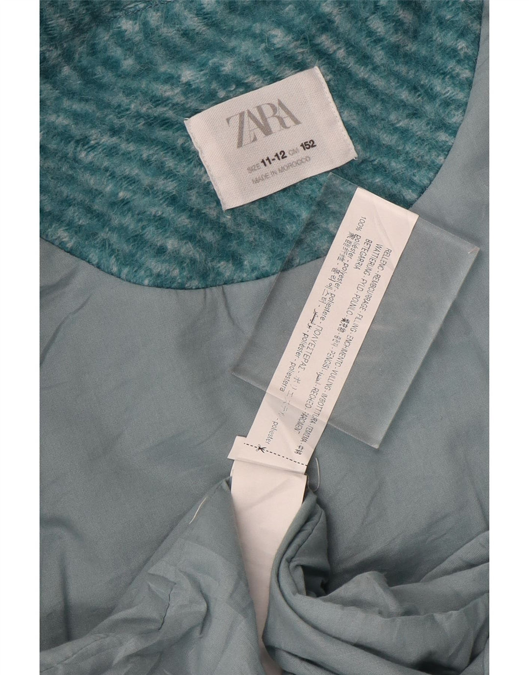 Zara pigeoverfrakke 11-12 år turkis nålestribet polyester