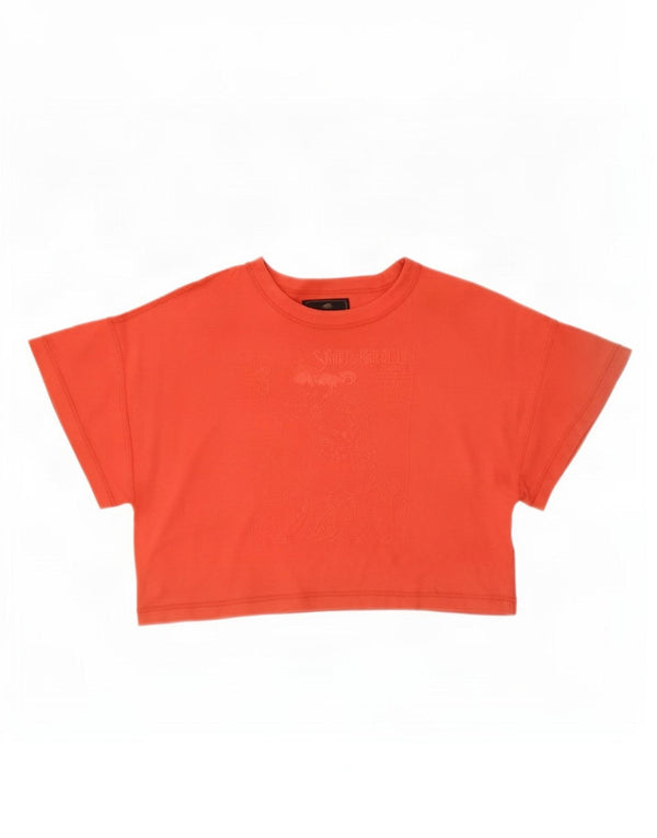 Damska koszulka Trussardi Jeans Crop Graphic Top UK 14 Średnia czerwona bawełna
