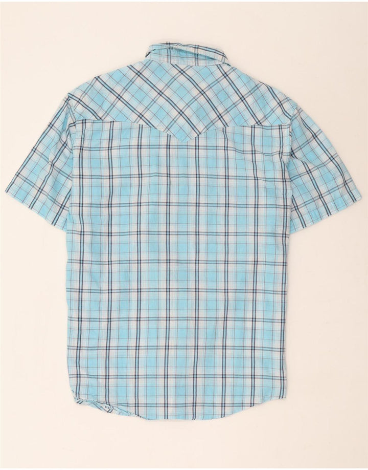 Wrangler Mens Short Sleeve Shirt XL Blue Check Cotton