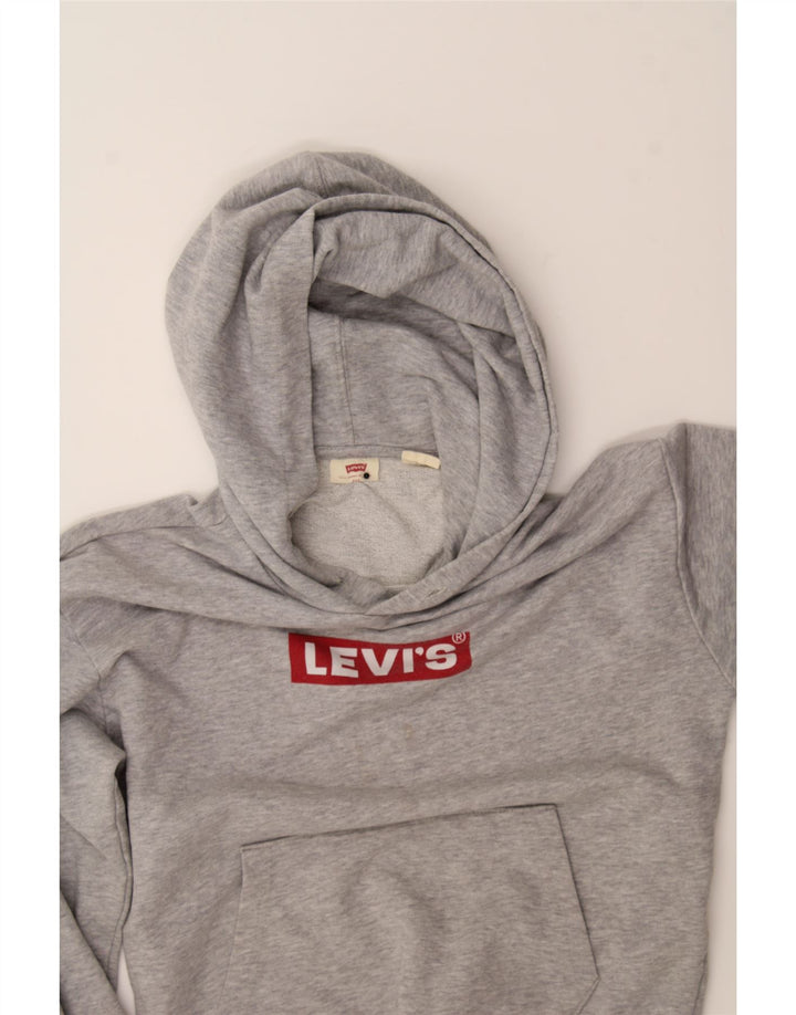 LEVI'S Womens Oversized Graphic Hoodie Jumper UK 2 2XS Grey Cotton Vintage Levi's and Second-Hand Levi's from Messina Hembry 