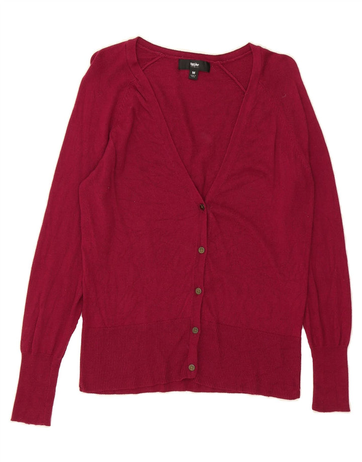 MOSSIMO Womens Cardigan Sweater UK 14 Medium Burgundy Rayon Vintage Mossimo and Second-Hand Mossimo from Messina Hembry 