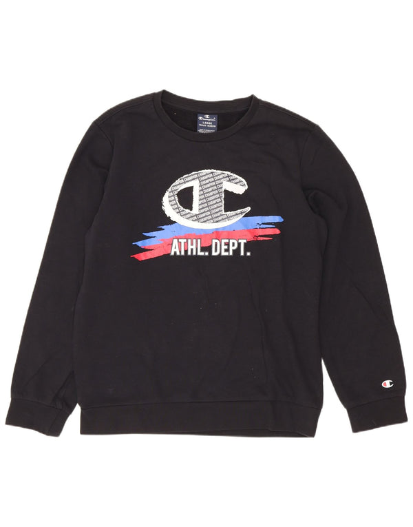 Champion Jungen-Sweatshirt mit Grafik, 11–12 Jahre, Größe L, Schwarz, Sport