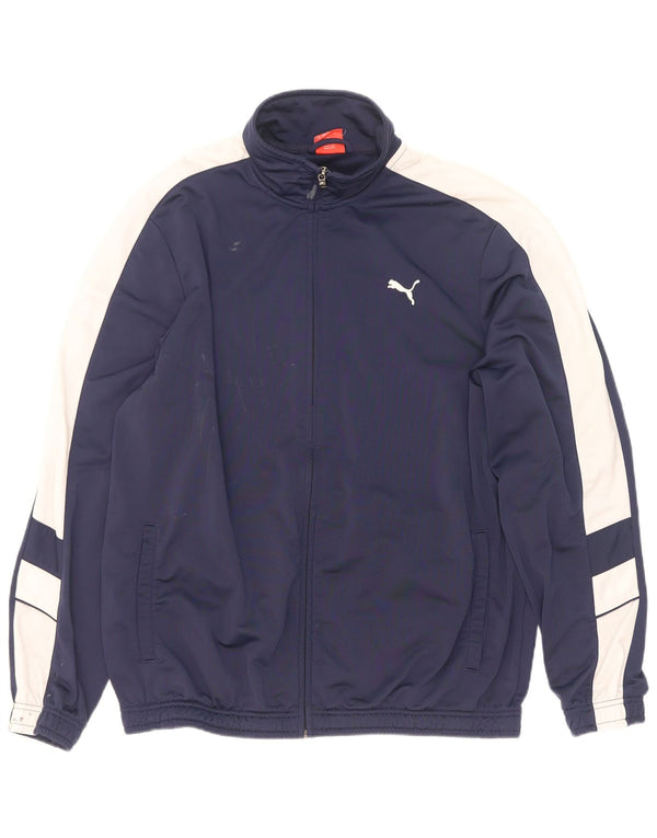 Giacca da tuta da uomo Puma XL in poliestere color block blu navy