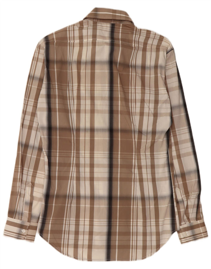 NARACAMICIE Mens Shirt Small Brown Check Cotton