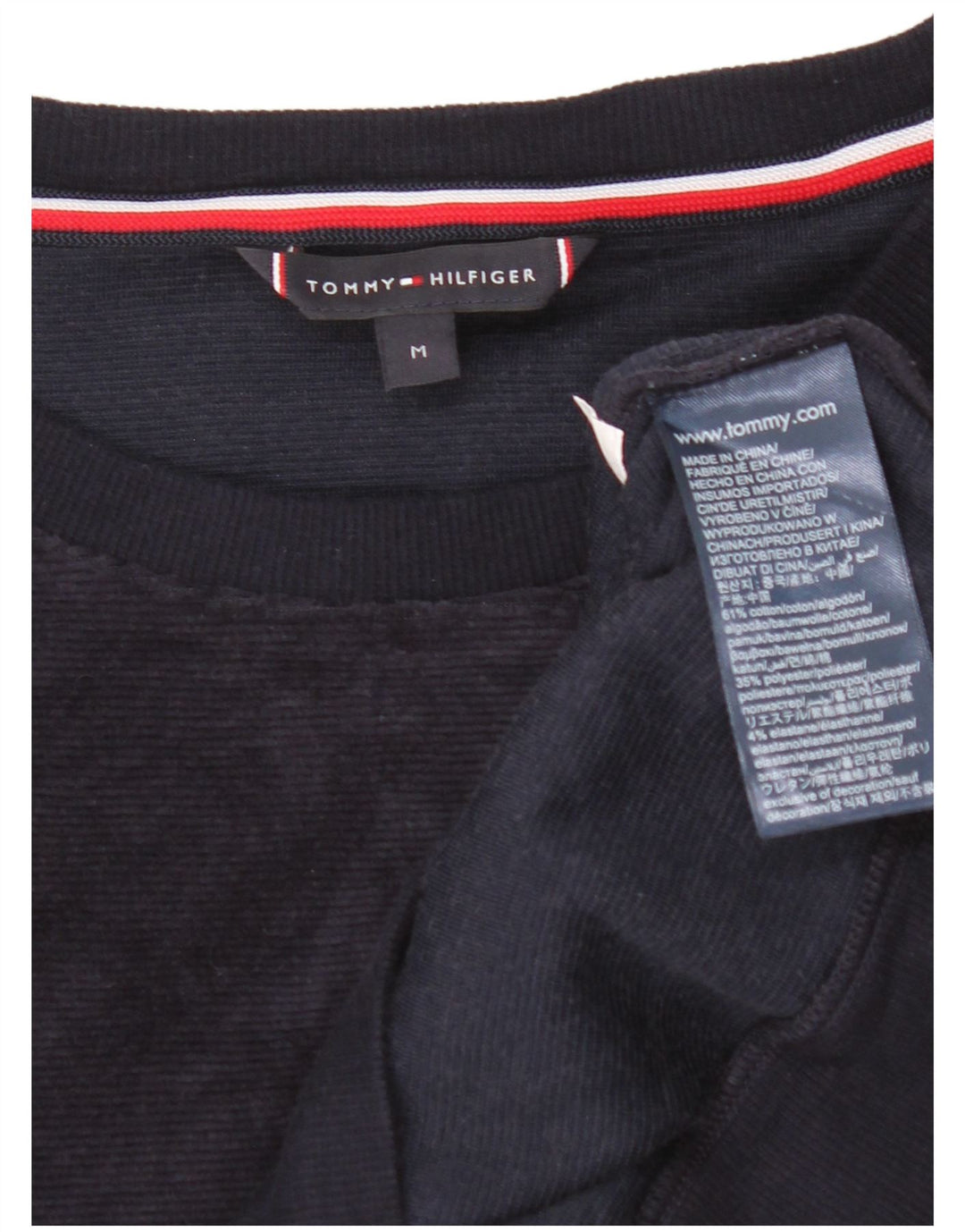 Tommy Hilfiger Mens Graphic Velour Sweatshirt Jumper Medium Navy Blue