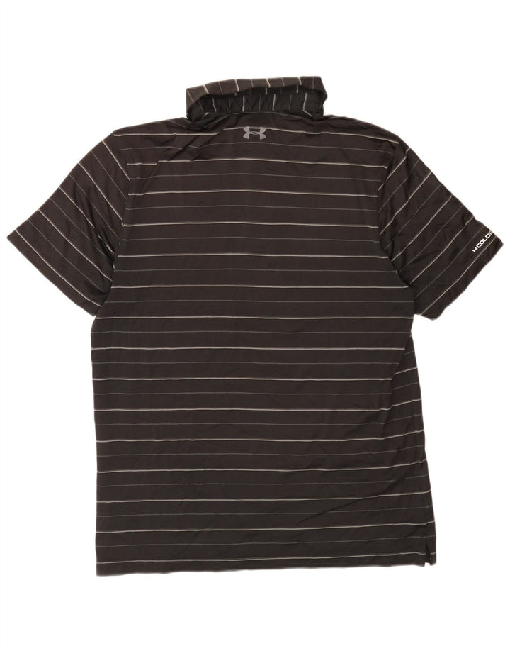 Under Armour Mens Heat Gear Polo Shirt Medium Black Striped