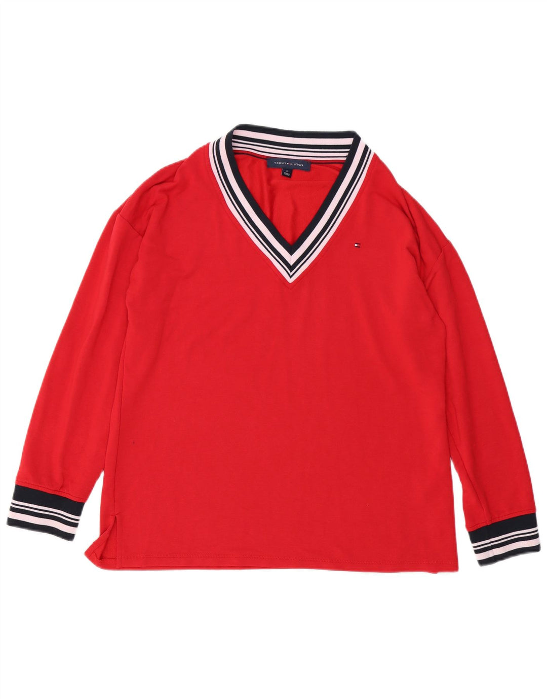 TOMMY HILFIGER Dametop Langærmet UK 14 Medium Rød Viscose