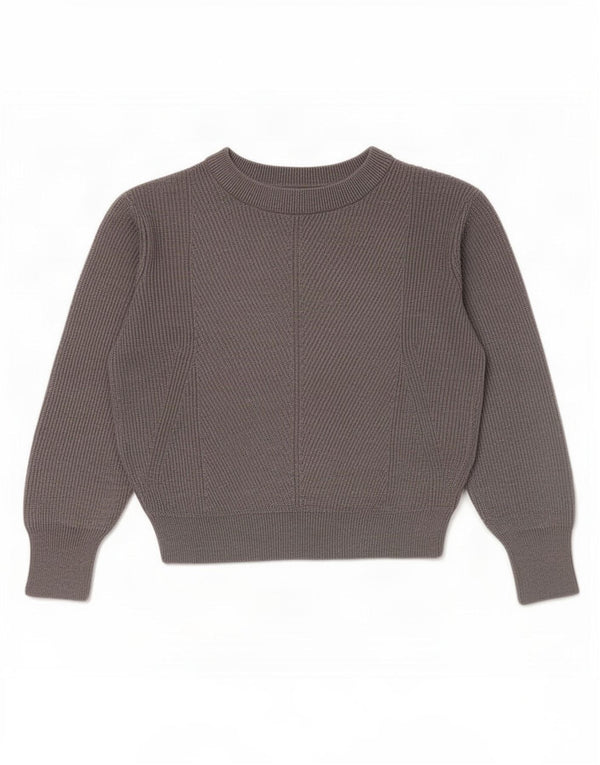 Marks & Spencer Womens Crop Boat Neck Jumper Sweater UK 10 Small Grey
