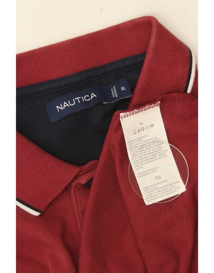 Nautica Mens Polo Shirt XL Red Cotton