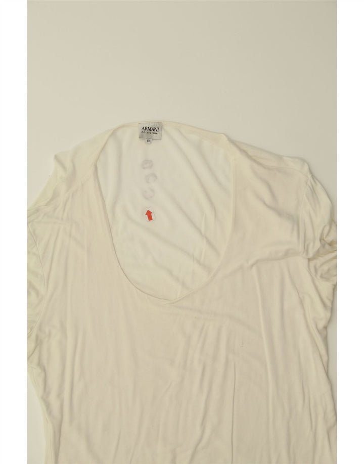 ARMANI Womens 3/4 Sleeve Blouse Top IT 48 XL White Viscose Vintage Armani and Second-Hand Armani from Messina Hembry 