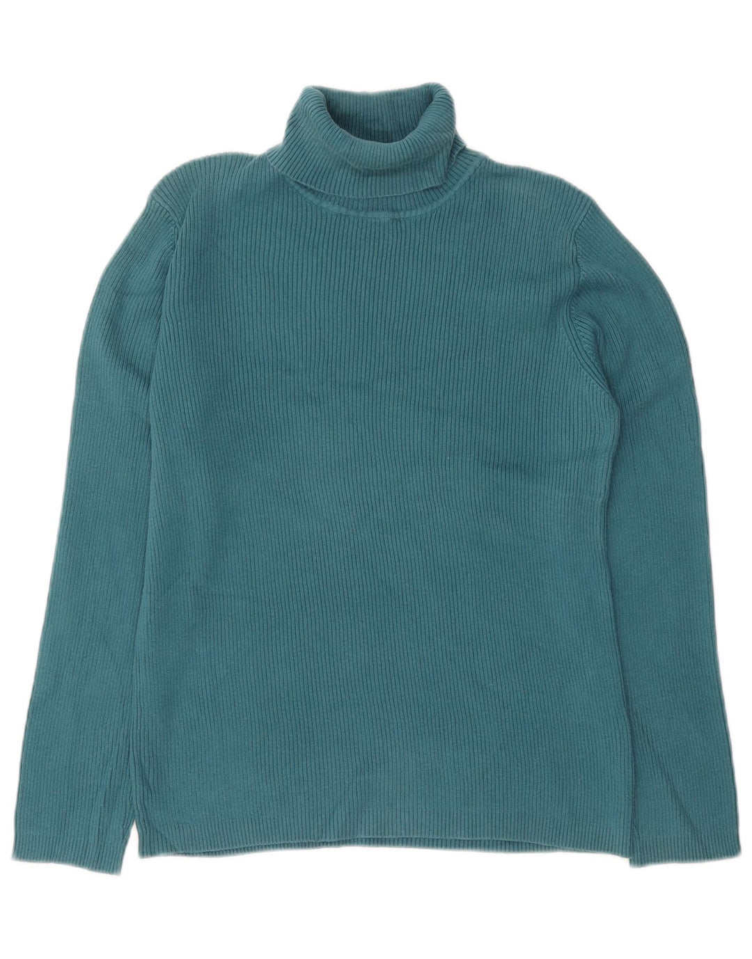 ORVIS Womens Roll Neck Jumper Sweater UK 16 Large Blue Cotton