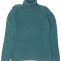 ORVIS Womens Roll Neck Jumper Sweater UK 16 Large Blue Cotton