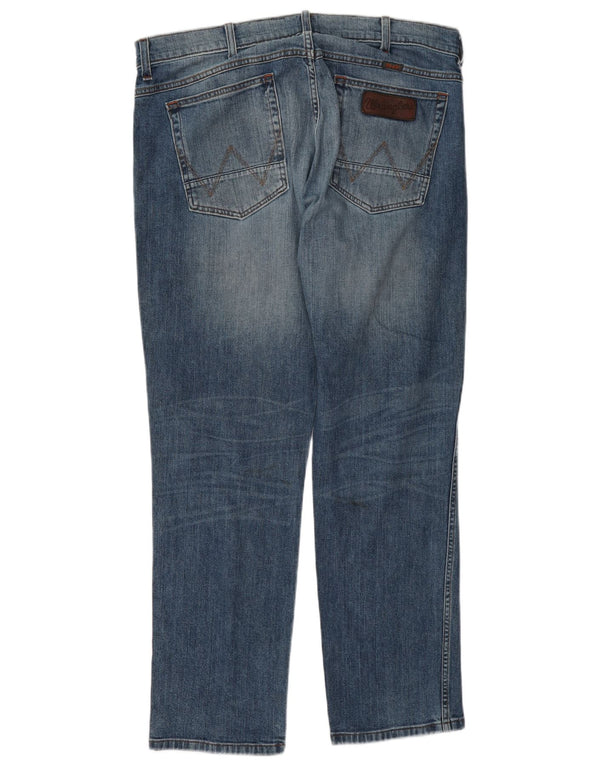 Wrangler Mens Greensboro Straight Jeans W36 L30 kék pamut