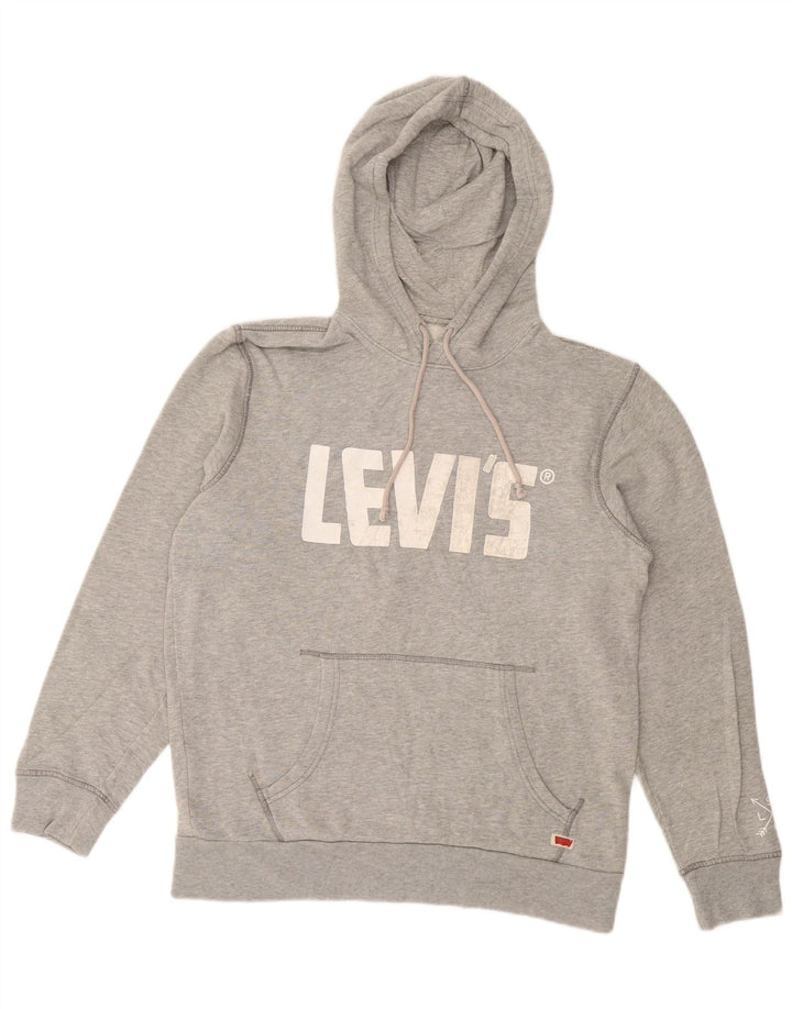 Suéter com capuz gráfico masculino LEVI'S grande algodão cinza