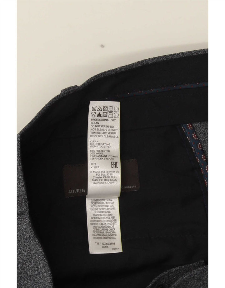 Męskie spodnie garniturowe Marks & Spencer W40 L31 Niebieski poliester