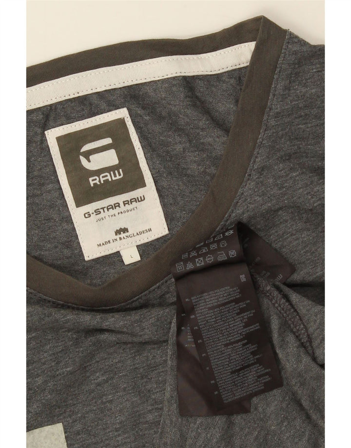 G-STAR Mens Graphic T-Shirt Top Large Grey Cotton