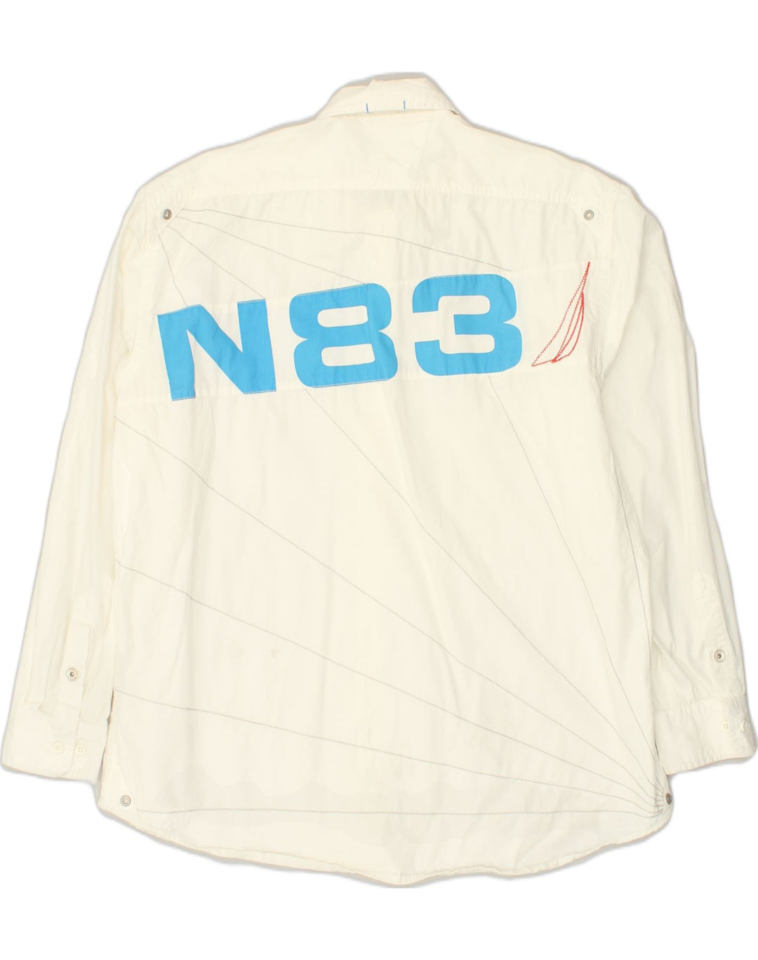 NAUTICA Mens Graphic Shirt XL Off White Cotton | Vintage Nautica | Thrift | Second-Hand Nautica | Used Clothing | Messina Hembry 