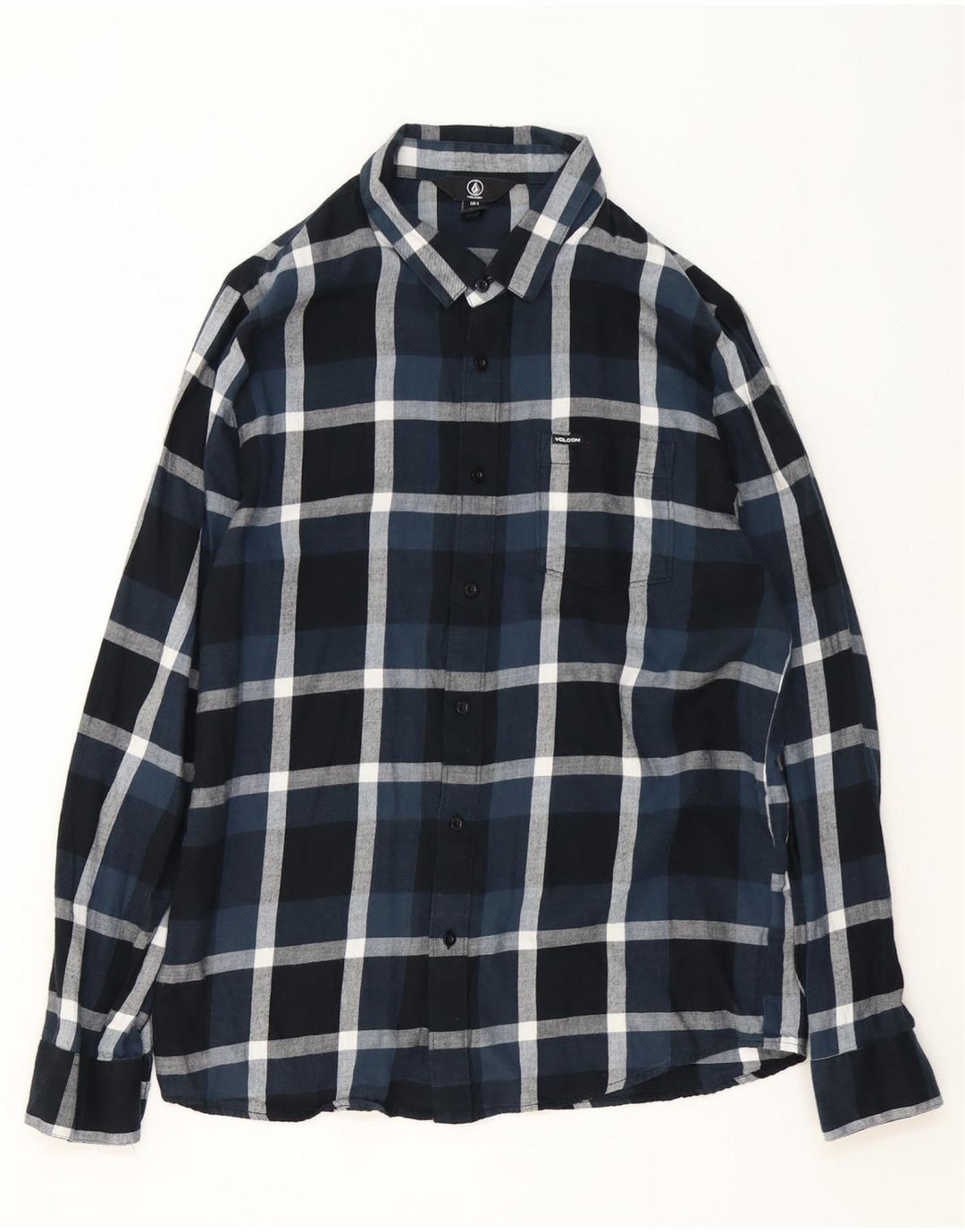 Camicia da uomo in flanella Volcom di grandi dimensioni in cotone a quadri blu navy