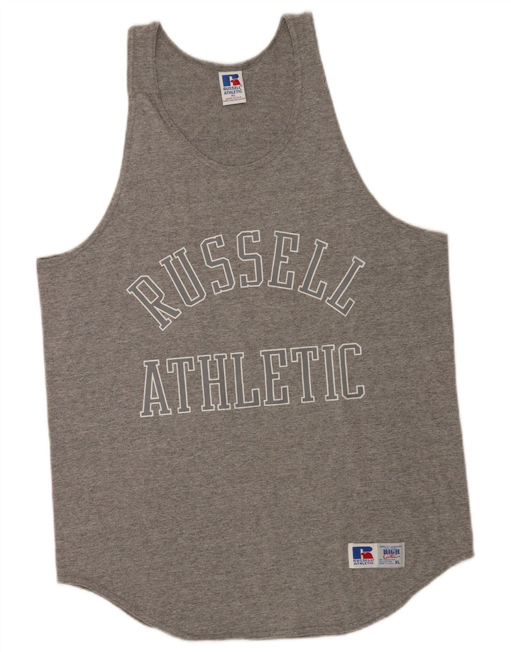 Russell Athletic Mens Graphic Vest Top XL Grey Polyester