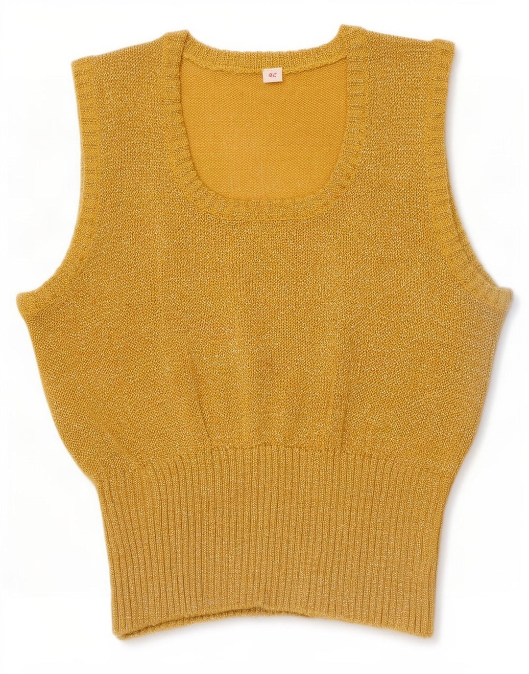 Vintage Damen Crop Weste Tank Top IT 42 Medium Gold