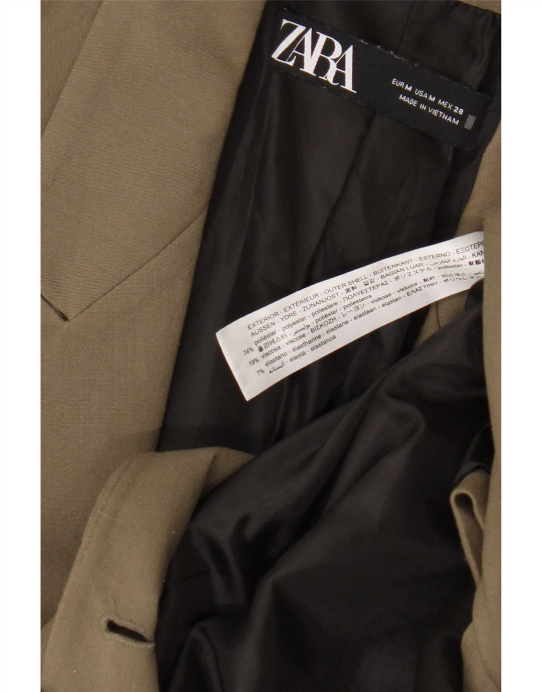Zara Mujer Chaqueta Blazer De Doble Botonadura UK 44 Poliéster Verde Medio