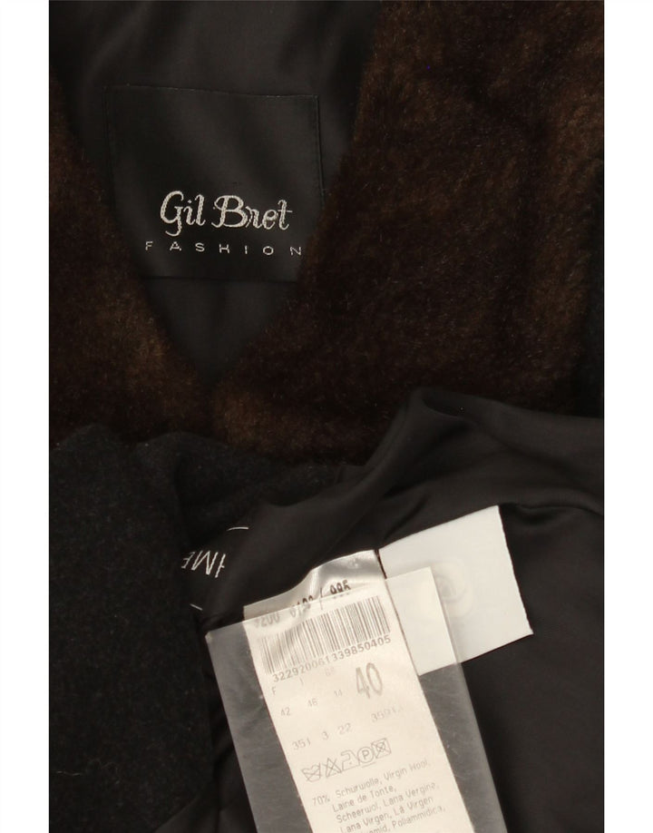 Gil Bret Womens Overcoat UK 14 Medium Black Wool