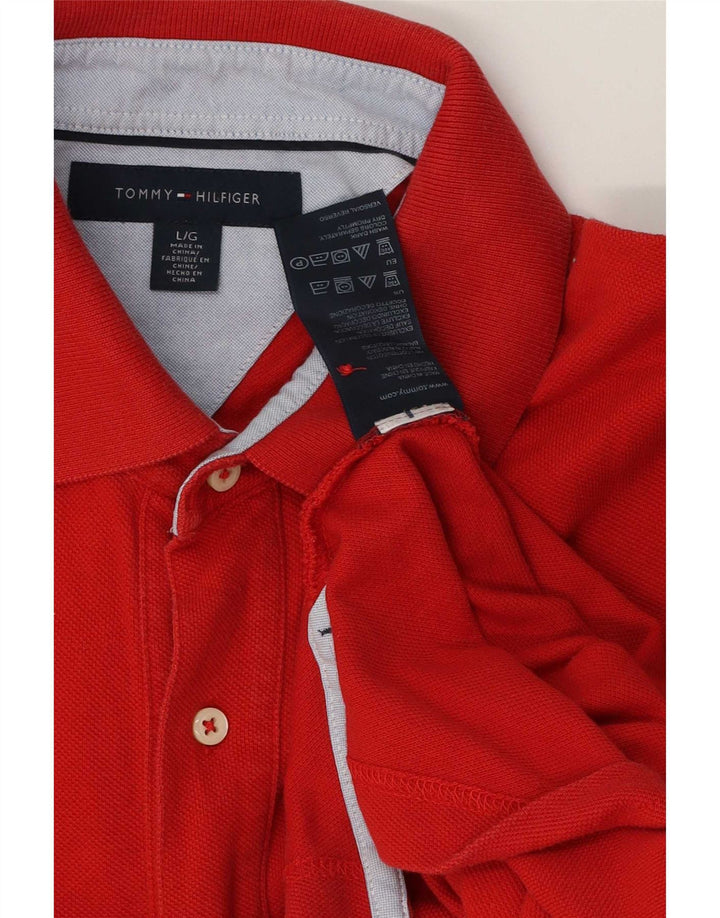Tommy Hilfiger Mens Polo Shirt Large Red Cotton