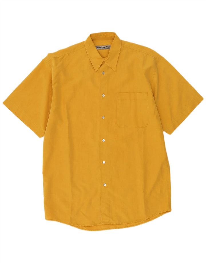 LERROS Mens Short Sleeve Shirt Small Yellow Viscose