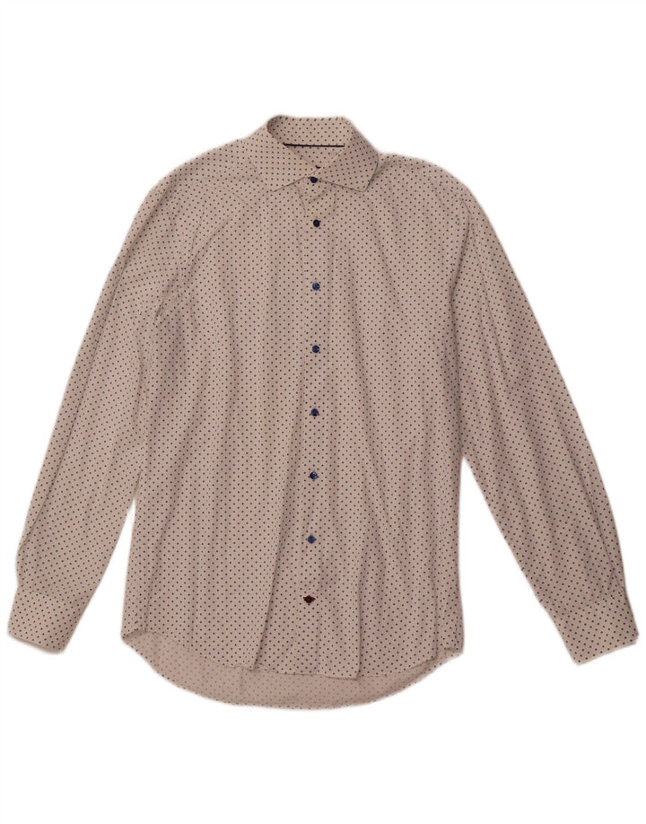 TOMMY HILFIGER Mens Tailored Shirt Size 39 15 1/2 Medium White Geometric