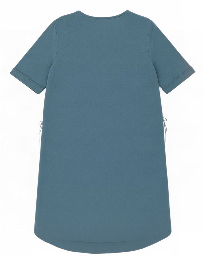Zara Γυναικείο κοντομάνικο φόρεμα Shift UK 14 Medium Blue Polyester